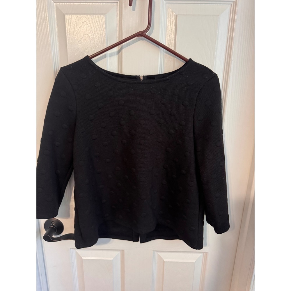 W5 Black Textured Polka Dot Top Size Small
